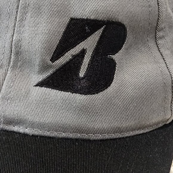 Bridgestone Golf Gray Black 6 Panel Head Shots Tuck Strap Baseball Cap Hat - Picture 3 of 11